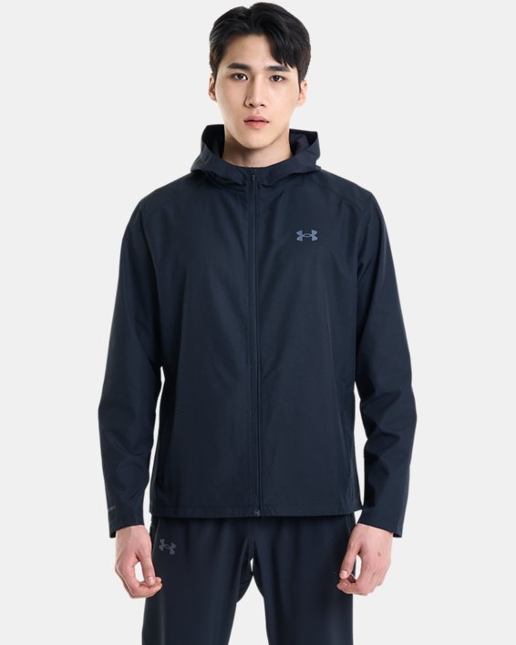Men's UA OutRun The Rain Jacket in Black image number 1